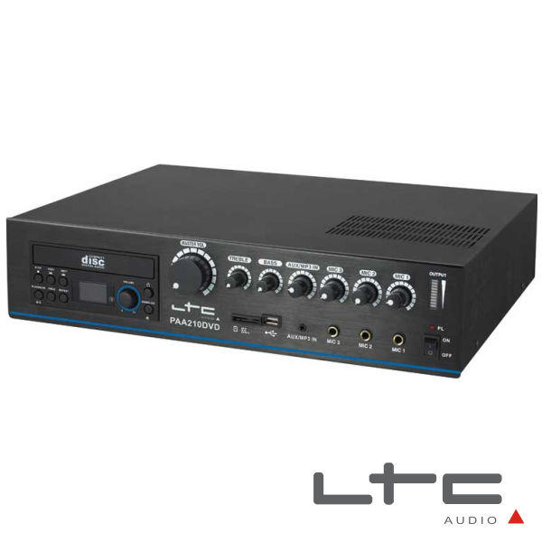AMPLIFICADOR 4 CANAIS PA 100V 24/220V 210W USB/DVD/SD LTC