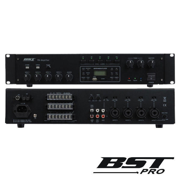 AMPLIFICADOR PA PHANTOM 120W 4 ZONAS USB/SD/AM/FM BSTPRO