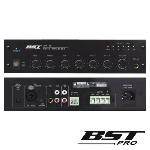 AMPLIFICADOR PA PHANTOM 40W 4 ENTRADAS BSTPRO