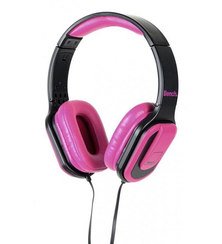 Bench Beat On-Ear Foldable Headphones With In-Line Mic - Pink | Headset | Novo