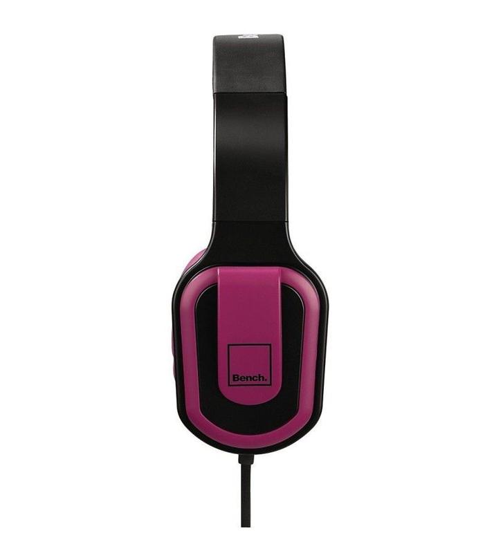 Bench Beat On-Ear Foldable Headphones With In-Line Mic - Pink | Headset | Novo
